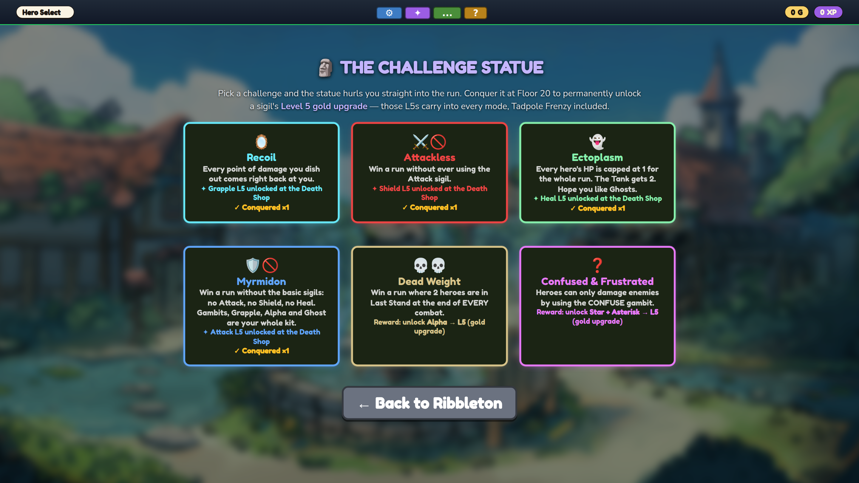 Challenge Statue — conquering runs to unlock power